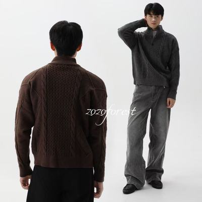 ZOZOFOREST绞花绵羊毛高领毛衣