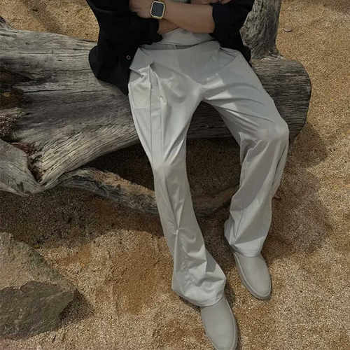 剑道老钱混纺打褶休闲裤松弛感