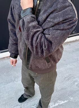 ZOZOFOREST【3166】赤兔高定丝绒狼纹夹克座山雕