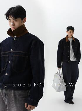 ZOZOFOREST【3260】“niuniu拼接领”老钱新贵巴恩风谷仓牛仔夹克