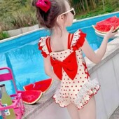 洋气游装 女童连体泳衣儿童夏装 2025款 蝴蝶结甜美爱心时髦速干泳衣