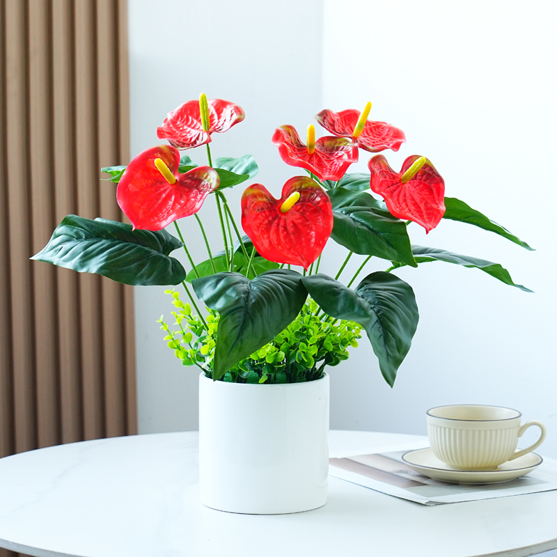 仿真红掌假花塑料花艺绿植家居餐桌盆栽客厅室内办公桌会议桌摆设