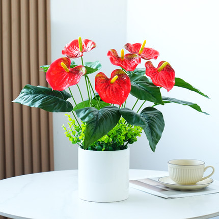 仿真红掌假花塑料花艺绿植家居餐桌盆栽客厅室内办公桌会议桌摆设