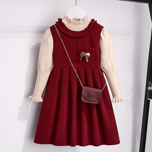 儿童加厚拜年服洋气背心公主裙子 2025新款 女童新年连衣裙套装 冬季