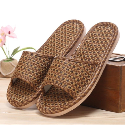 室内拖鞋家用藤草编室内家居家亚麻防滑女夏天地板情侣软底