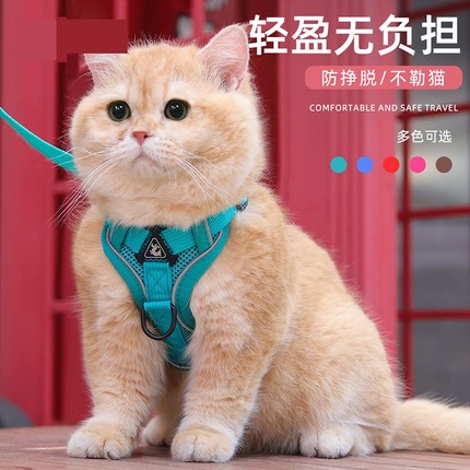 猫咪牵引绳牵引绳背心式外出专用防挣脱遛猫绳自动伸缩背带绳