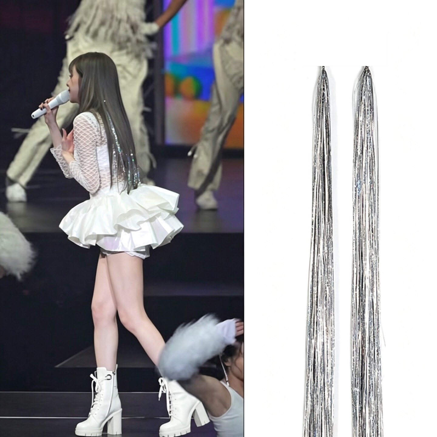 编发彩绳彩色假发金线接发镭射金丝彩带发丝七彩闪亮光炫彩编发绳