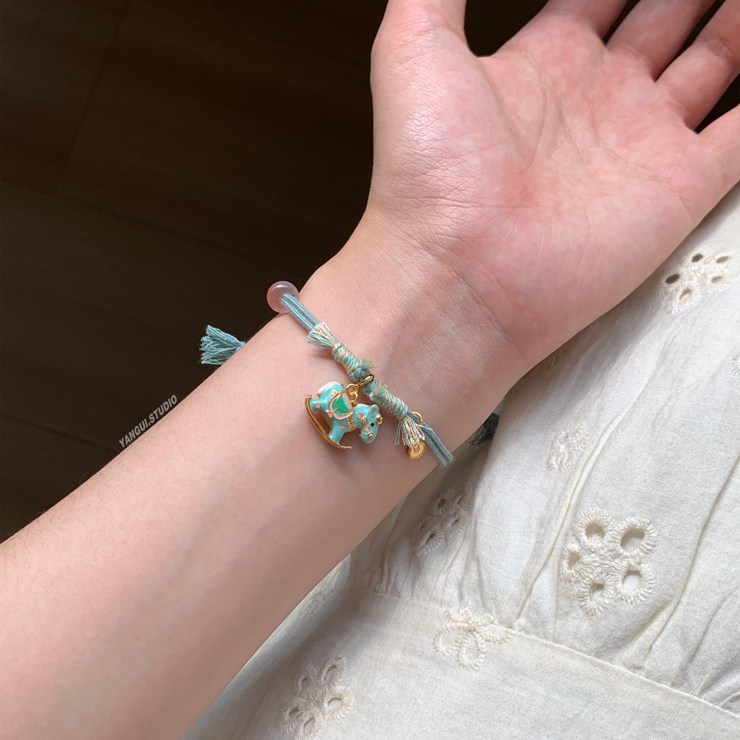 Yangui原创「蓝色木马」纯银s925吊坠马上开心编绳百搭情侣手链女,饰品/流行首饰/时尚饰品新,手链,淘宝优惠券,粉丝福利购,淘宝优惠卷