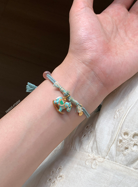 燕归蓝色木马纯银s925吊坠手链女