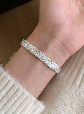燕归素木舟国风足银轻奢百搭手镯