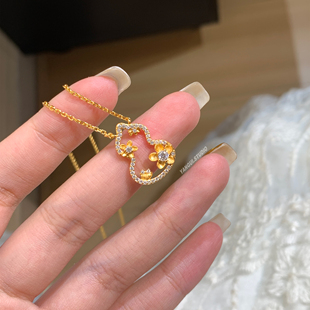 Yangui燕归「樱葫镜」国风新中式 镀金镶钻锁骨链轻奢百搭葫芦项链