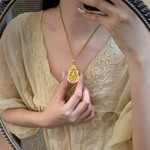 Yangui燕归「翻盖葫芦」新款 足银999.9锁骨链重工项链 国风新中式