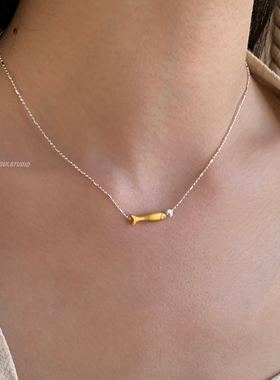 燕归乐鱼足银极简百搭项链女