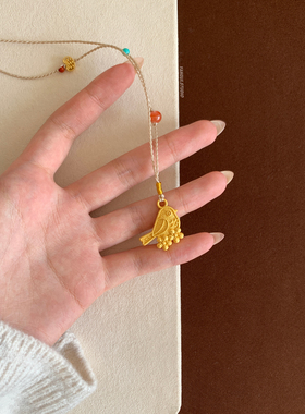 燕归丹花雀足银编绳小众项链女