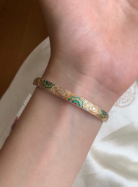 燕归喜吉乐国风足银珐琅彩手镯