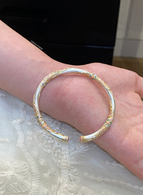 燕归花朝月国风足银轻奢百搭手镯