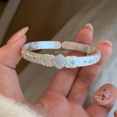 Yangui燕归「白兰」国风新中式 清新足银999.9开口珐琅彩重工手镯