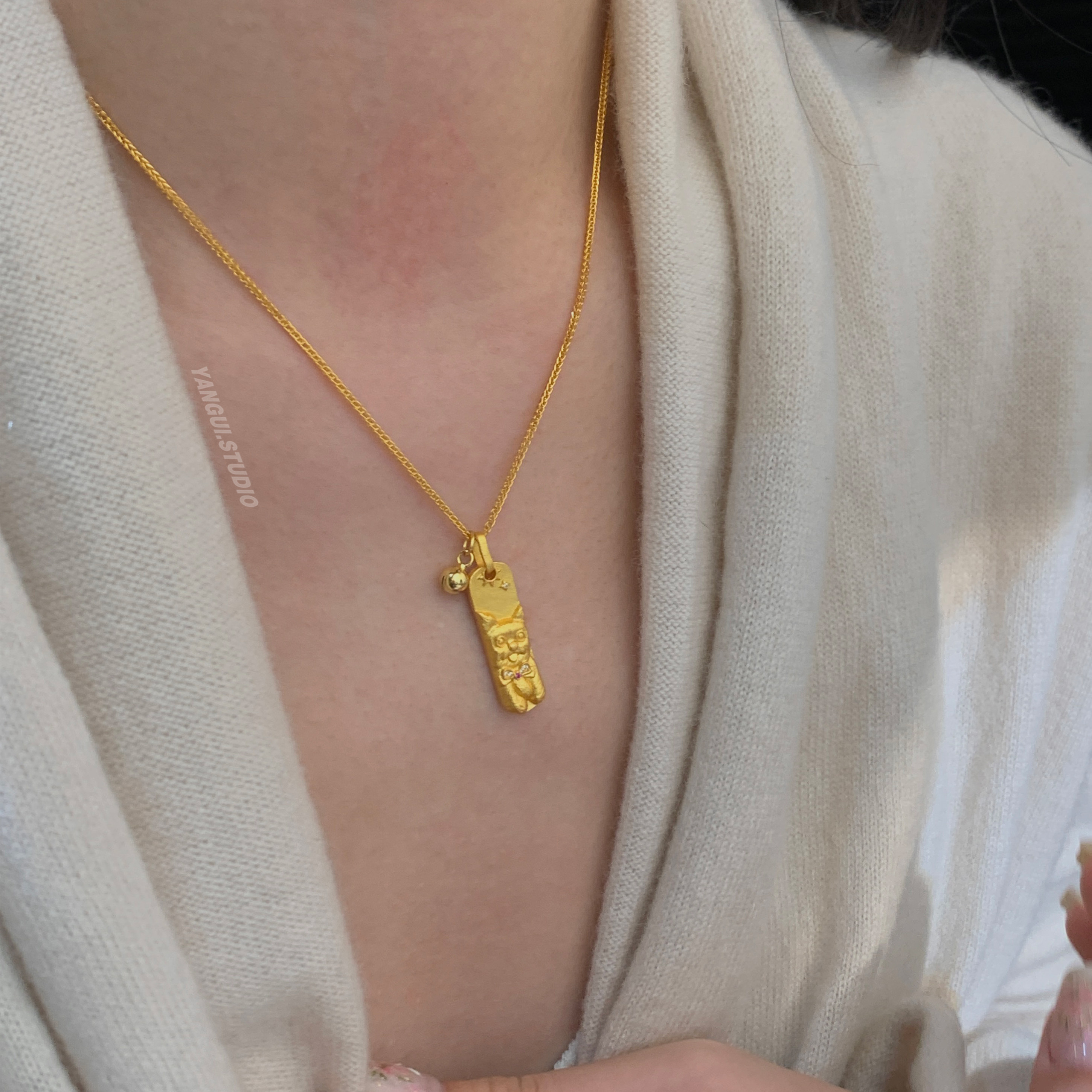 Yangui燕归「伶猫」国风新中式流行时尚足银主坠轻奢百搭纯银项链