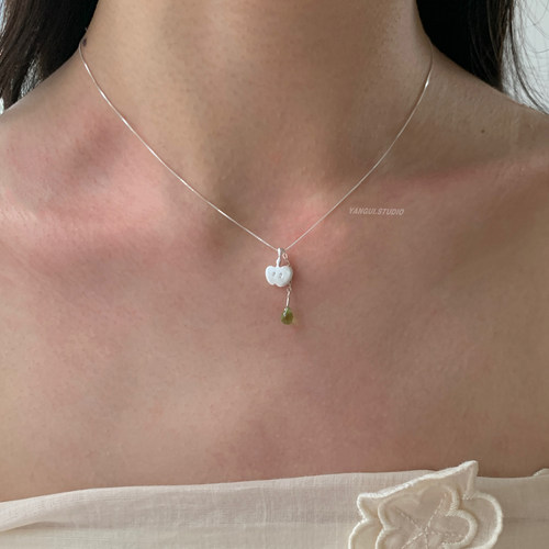 燕归青苹果极简纯银轻奢项链女