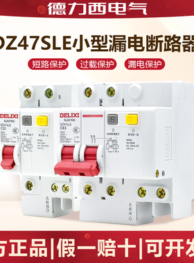 德力西DZ47SLE小型漏电断路器 63a空气开关保护带漏电保护器开关