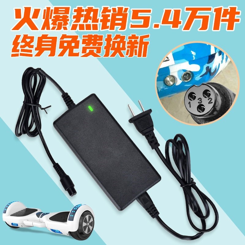 两轮平衡车扭扭车充电器42v2a 36v锂a电池三孔插头带线冲电.通用