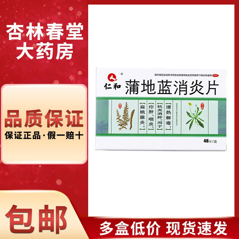 仁和 蒲地蓝消炎片48片/盒 清热解毒抗炎消肿咽炎扁桃体炎