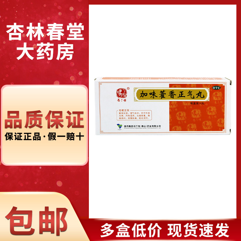 佛山 加味藿香正气丸10丸/盒 风寒头痛胸闷脘腹胀痛呕吐泄泻腹泻