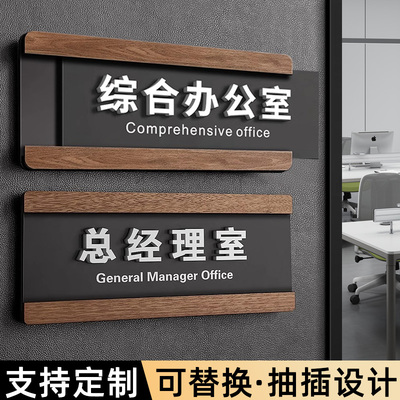 亚克力抽拉式办公室创意门牌定制