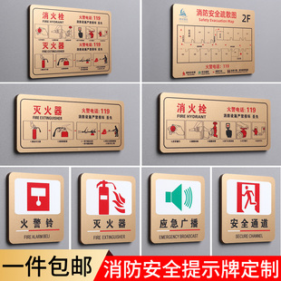 消火栓标识牌定制灭火器放置点使用方法提示牌商场酒店宾馆消防安全警示牌疏散示意图指示牌火警报警按钮墙贴