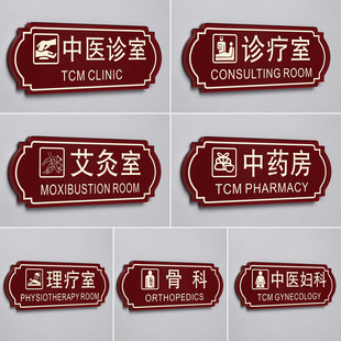 中医诊室门牌定制艾灸室针灸理疗推拿室治疗室医院科室牌专家诊室门诊标识牌中药煎药房指示牌诊所医馆亚克力