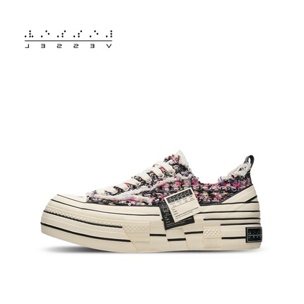 【12/24 12点限时补货】xVESSEL黑红厚底双侧标帆布鞋休闲鞋