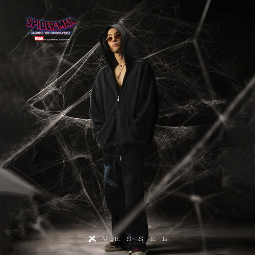 xVESSEL蜘蛛侠朋克连帽卫衣外套男女美式卫裤复古水洗休闲套装