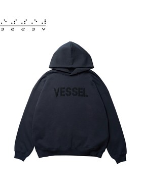 xVESSEL吴建豪同款cleanfit宽松连帽加绒卫衣男女美式休闲黑外套