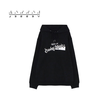 xVESSEL&山本耀司联名“牛仔忍者”LOGO宽松连帽卫衣简约百搭