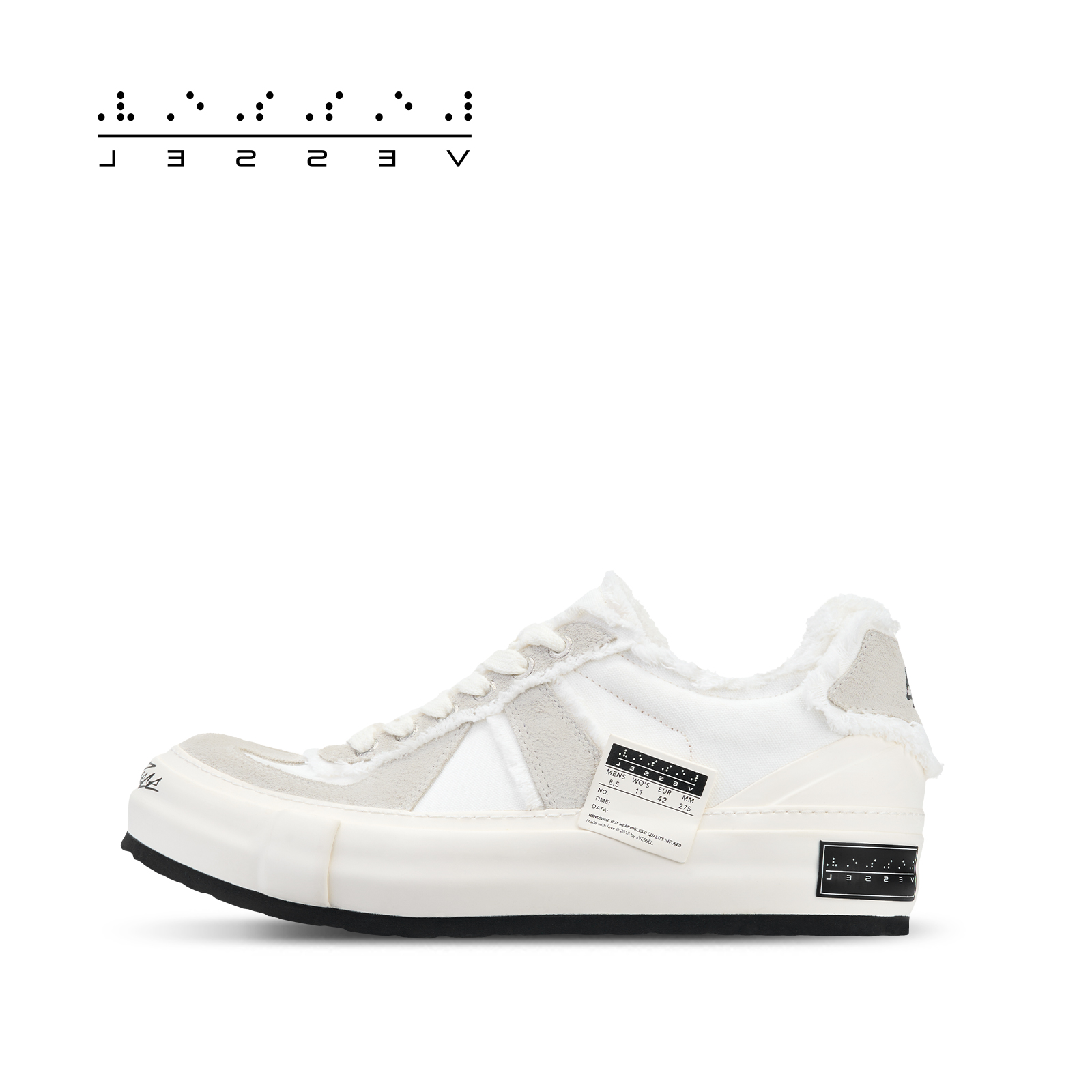 xVESSEL明星同款灰尾德训鞋男低帮休闲白色板鞋帆布鞋女新款百搭