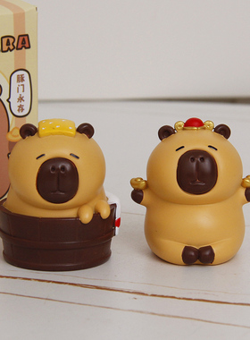 卡皮巴拉潮玩树脂盲盒水豚玩偶装饰品摆件capybara公仔送生日礼物