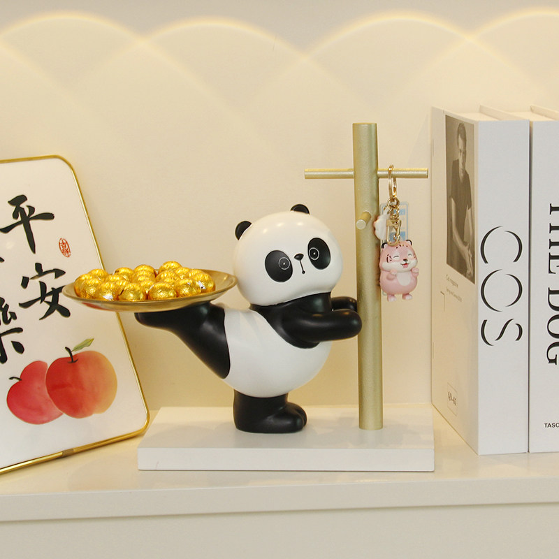 熊猫入户进门玄关钥匙收纳摆件客厅家居新房进宅大吉鞋柜装饰摆设
