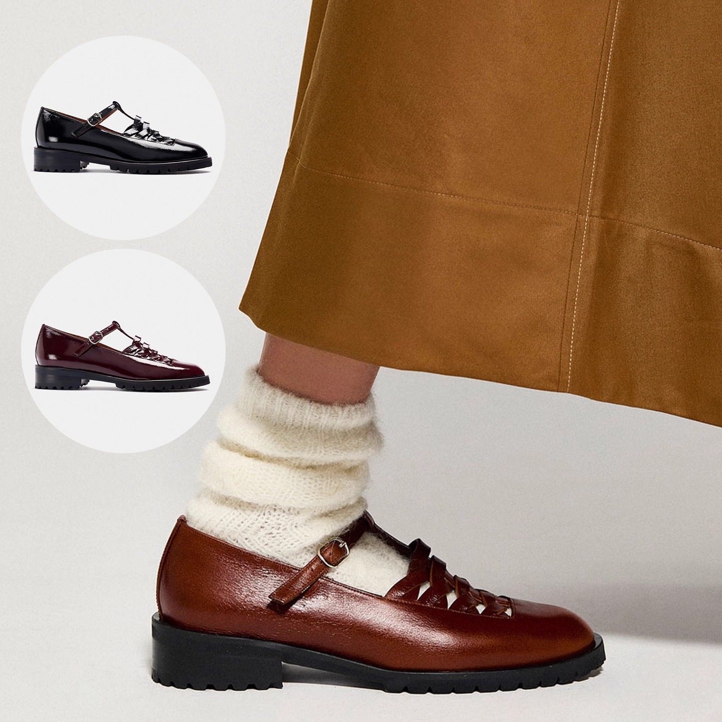 NAGUISA休闲风系带搭扣玛丽珍鞋