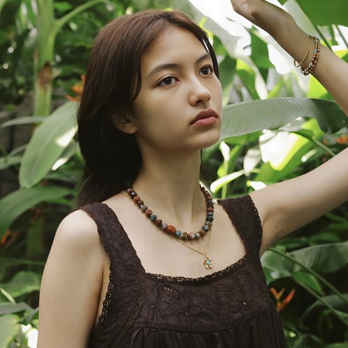 waki秋冬百搭彩色玛瑙串珠项链