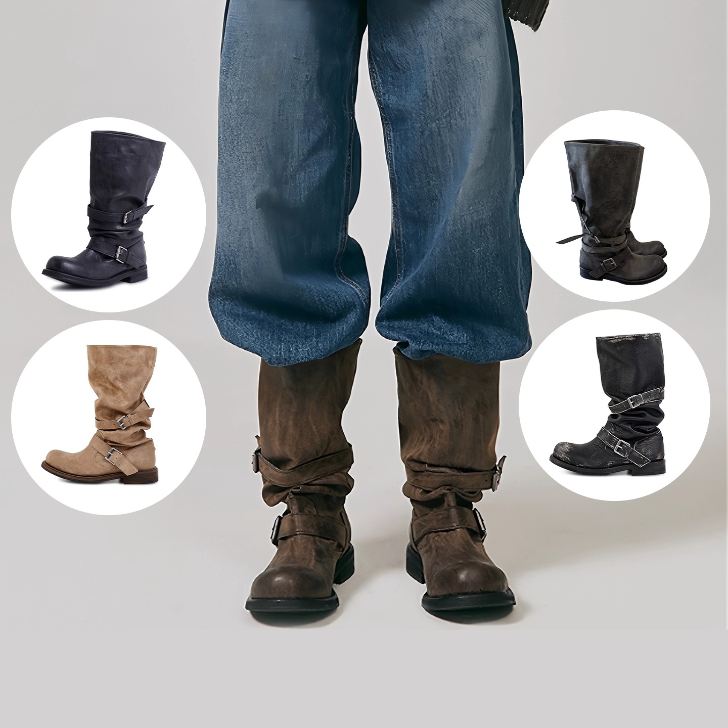 韩国NEGATIVETHREE中筒靴