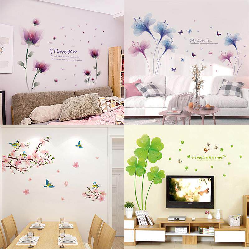 粘画客厅清新装饰贴纸帖子自3d立体墙纸房间贴在墙上小墙花的