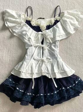 【软糖日记】日系软妹古早少女感一字肩开衫上衣+甜妹风吊带裙子