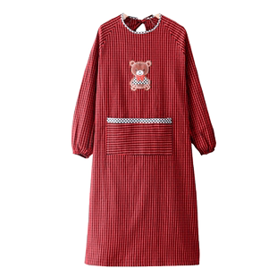 新款布料长袖围裙厨房做饭家用女罩衣老粗布上班干活男工作服