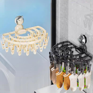 吸盘袜子晾晒架阳台壁挂袜子架多夹子飘窗晾衣架可折叠晒袜子神器