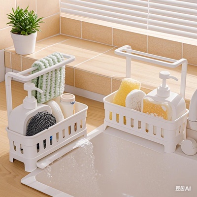 厨房水槽置物架抹布沥水架水池边台面洗碗布海绵钢丝球收纳沥水篮