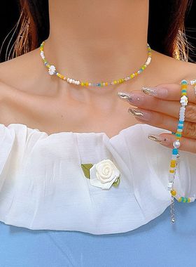 新款个性珍珠锁骨链轻奢小众高级