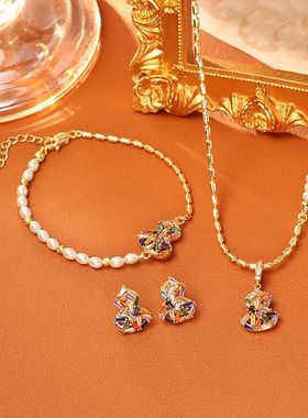 爆款彩色锆石葫芦福禄项链新中式