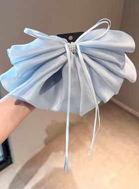 甜美少女浅蓝蝴蝶结鲨鱼夹