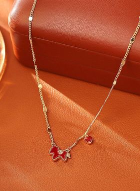 新年款红色马上有钱吊坠项链生肖