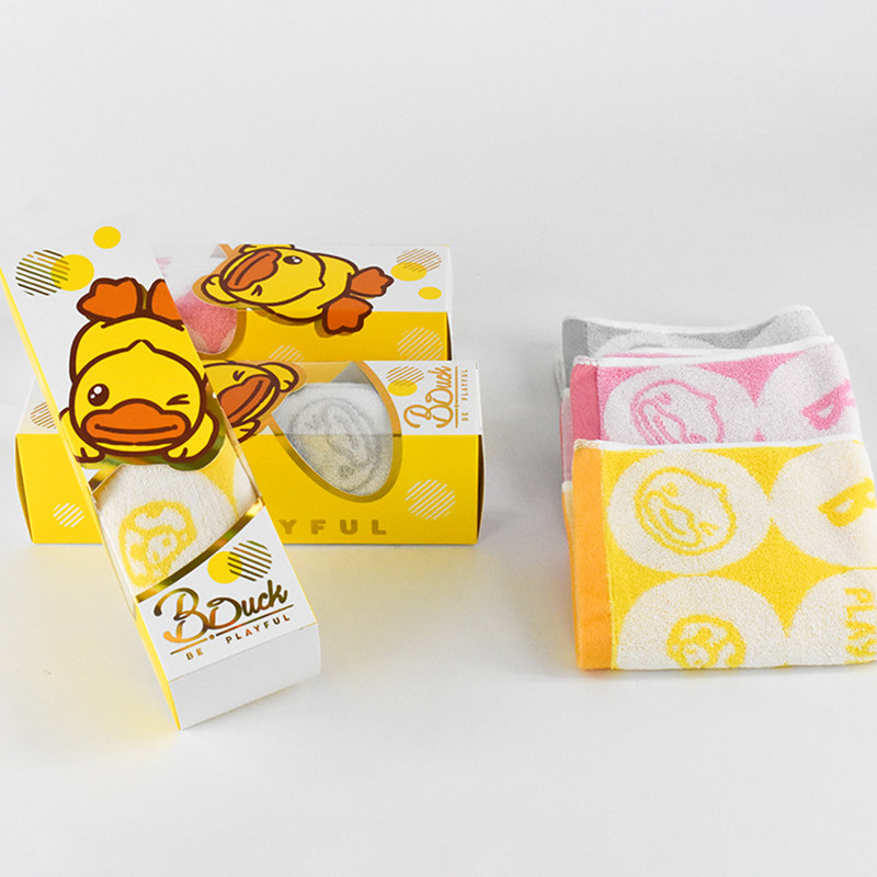duck小黄鸭儿童毛巾礼盒装纯棉洗脸毛巾吸水不易掉毛幼儿园专用